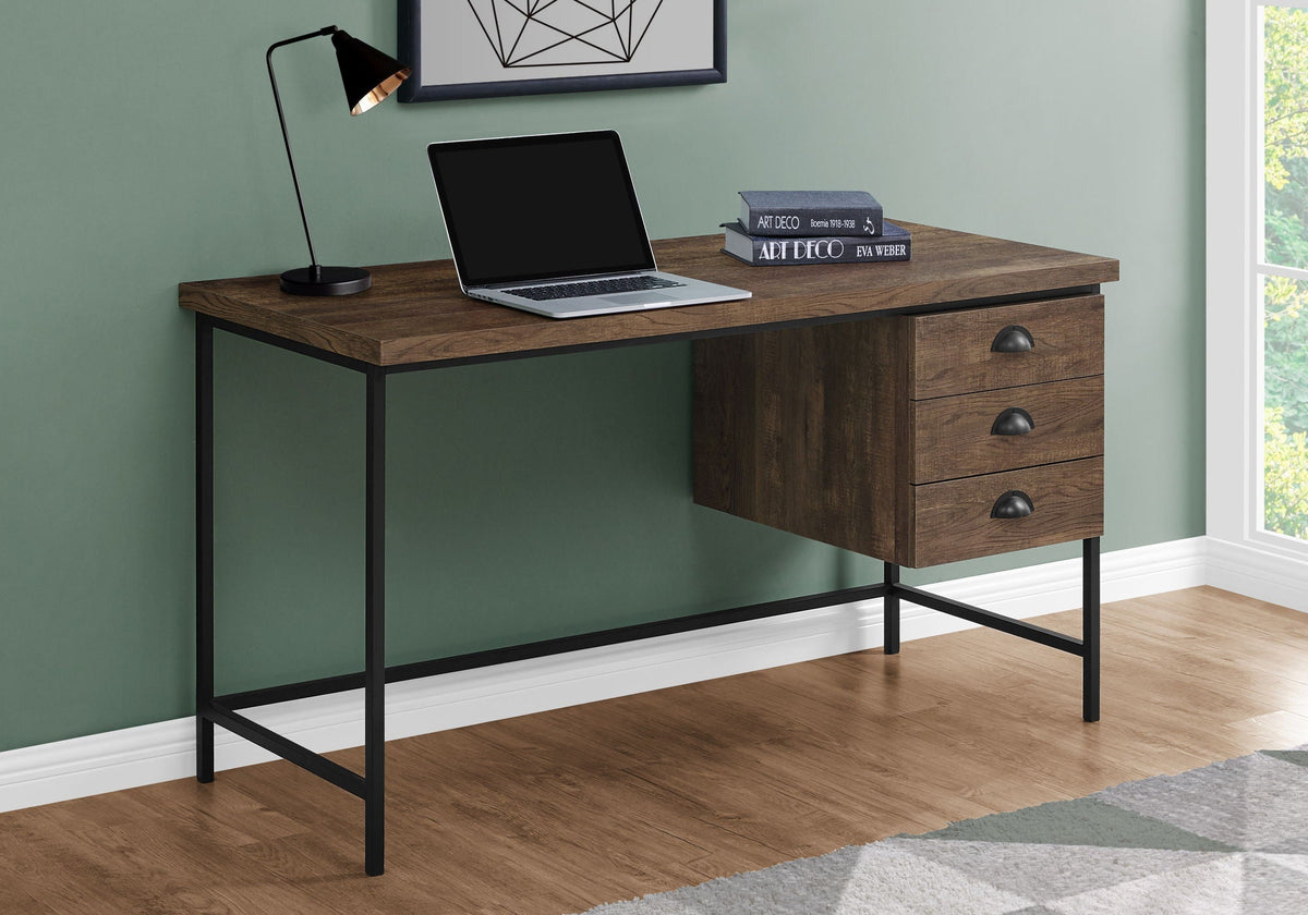 Contemporary Computer Desk with 3 Storage Drawers - Dark Gray, Gray, or Dark Brown, photo 9 of 12