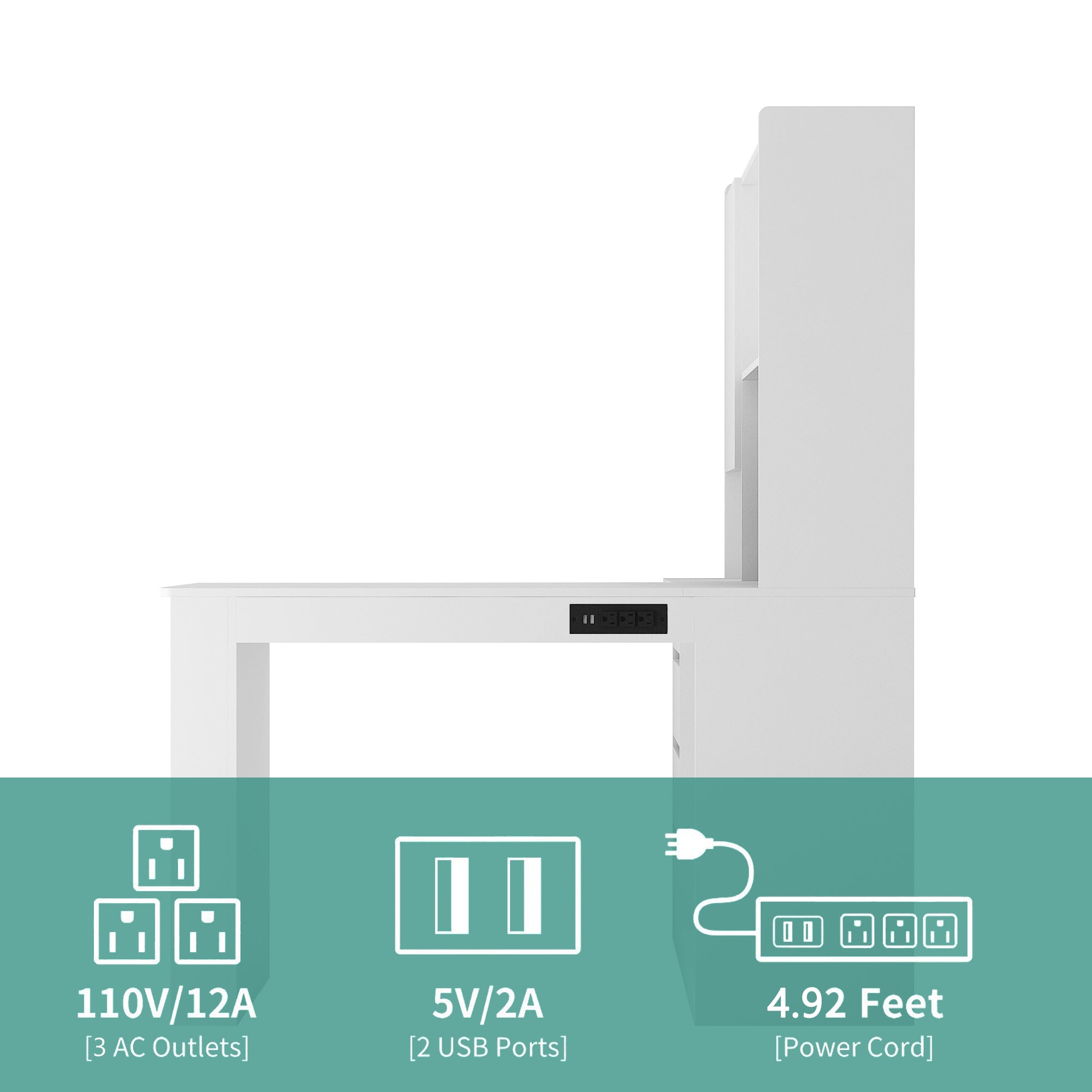 L Shaped Desk with Charger and Drawers by HouseOfZazla