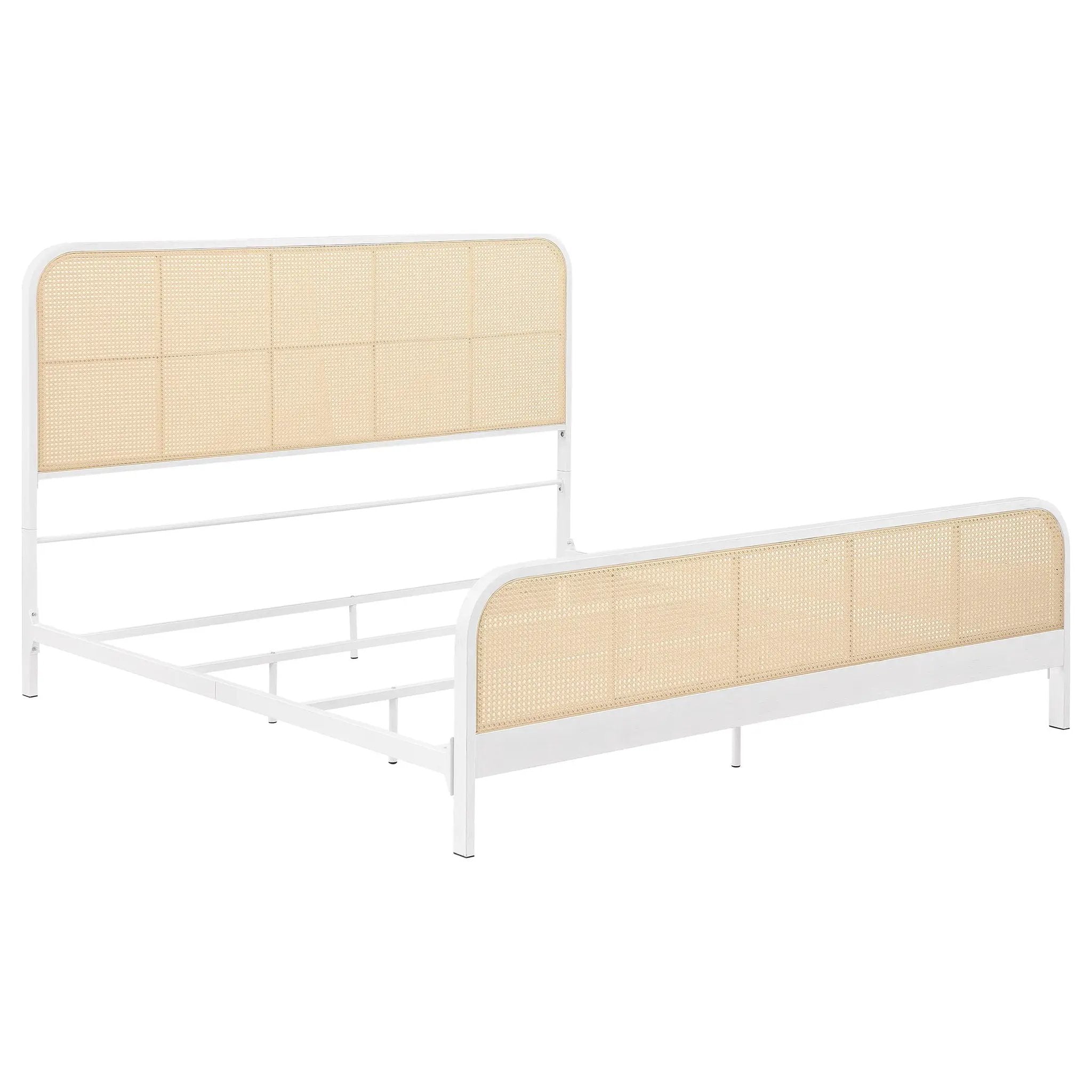Lanewood Open Cane Webbing Metal Eastern King Bed White by Unique Piece Furniture