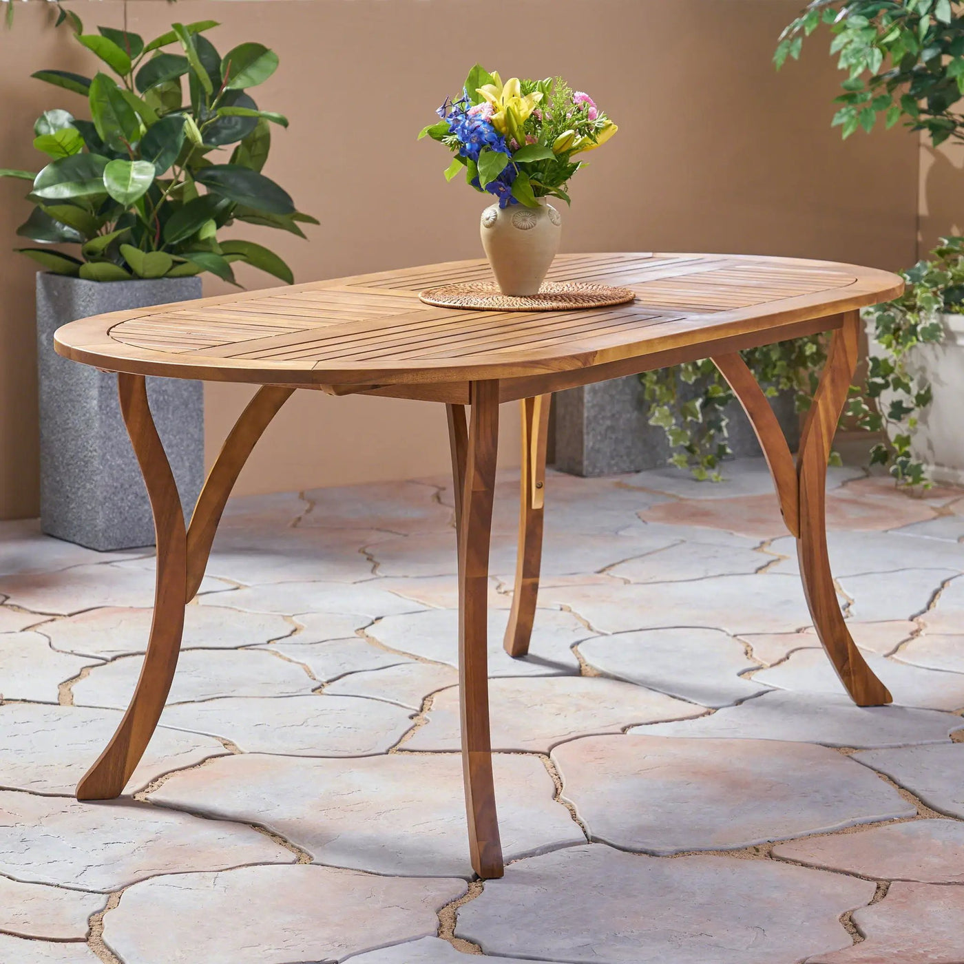 Outdoor Table With Smooth Lines, Slat Top by HouseOfZazla