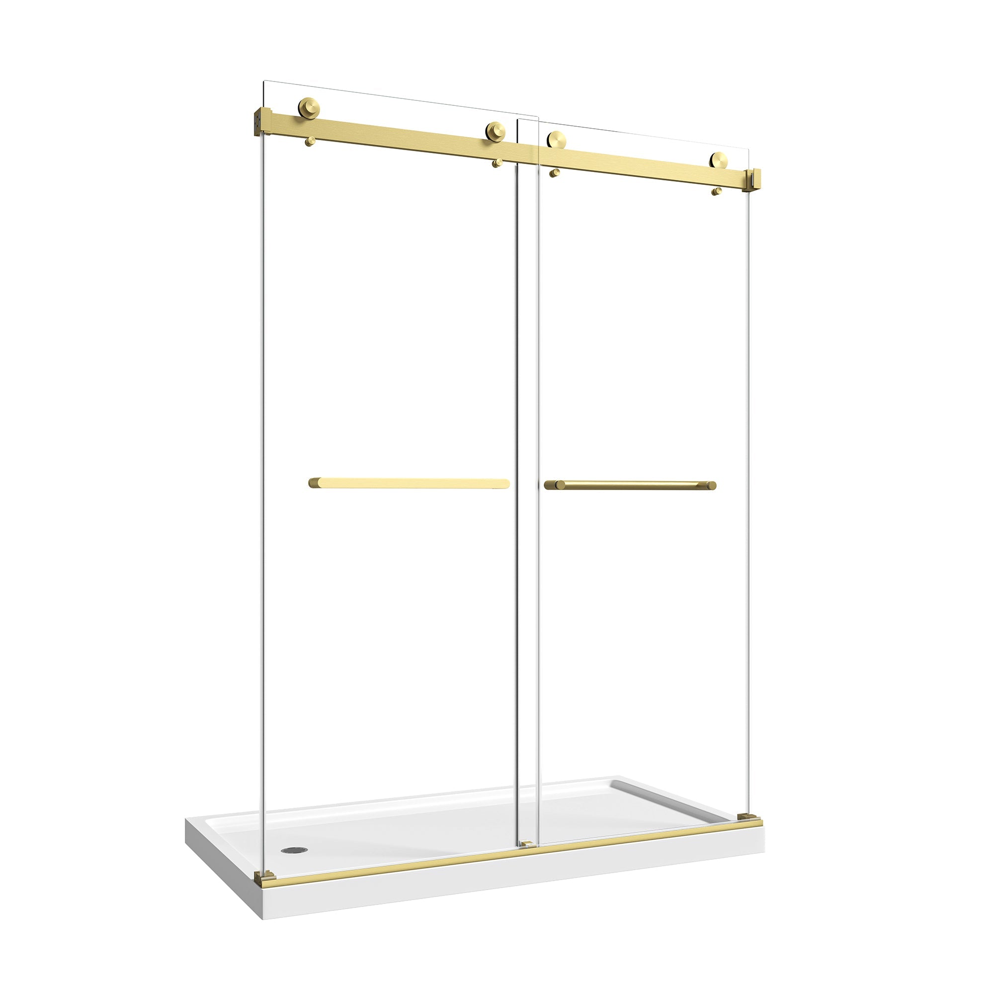 55"-60" W x 76" H Brushed Frameless Shower Door by HouseOfZazla
