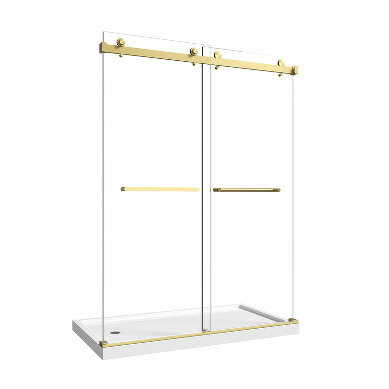 55"-60" W x 76" H Brushed Frameless Shower Door by HouseOfZazla