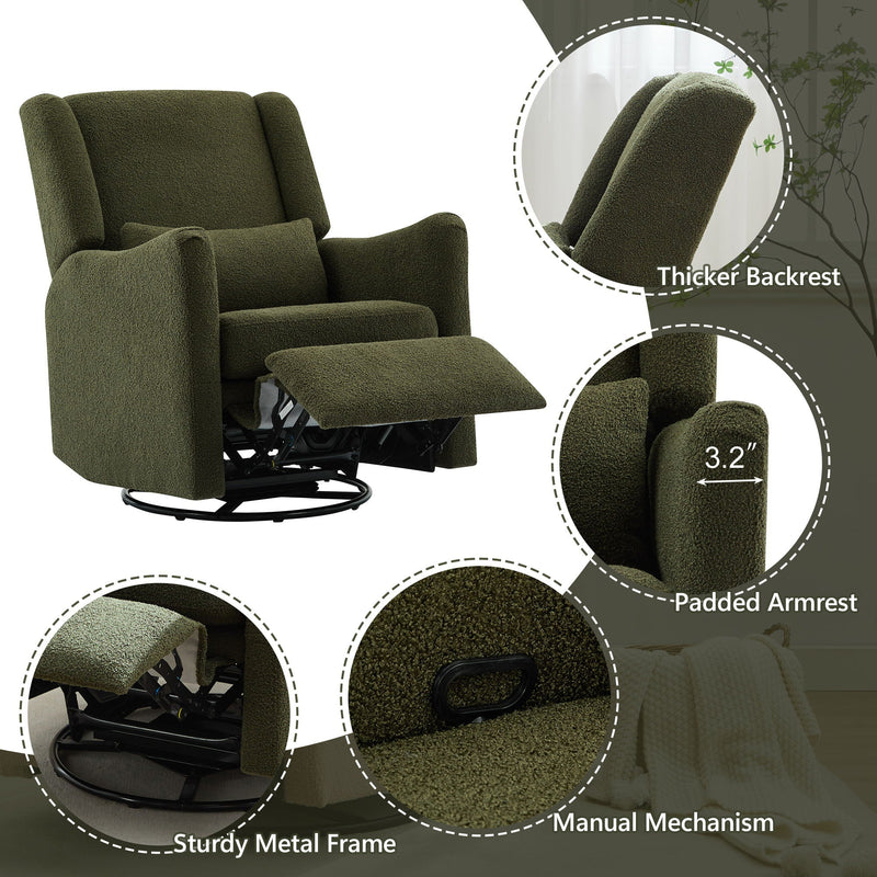 Wide Wingback Swivel Glider Rocker Recliner Chair by HouseOfZazla