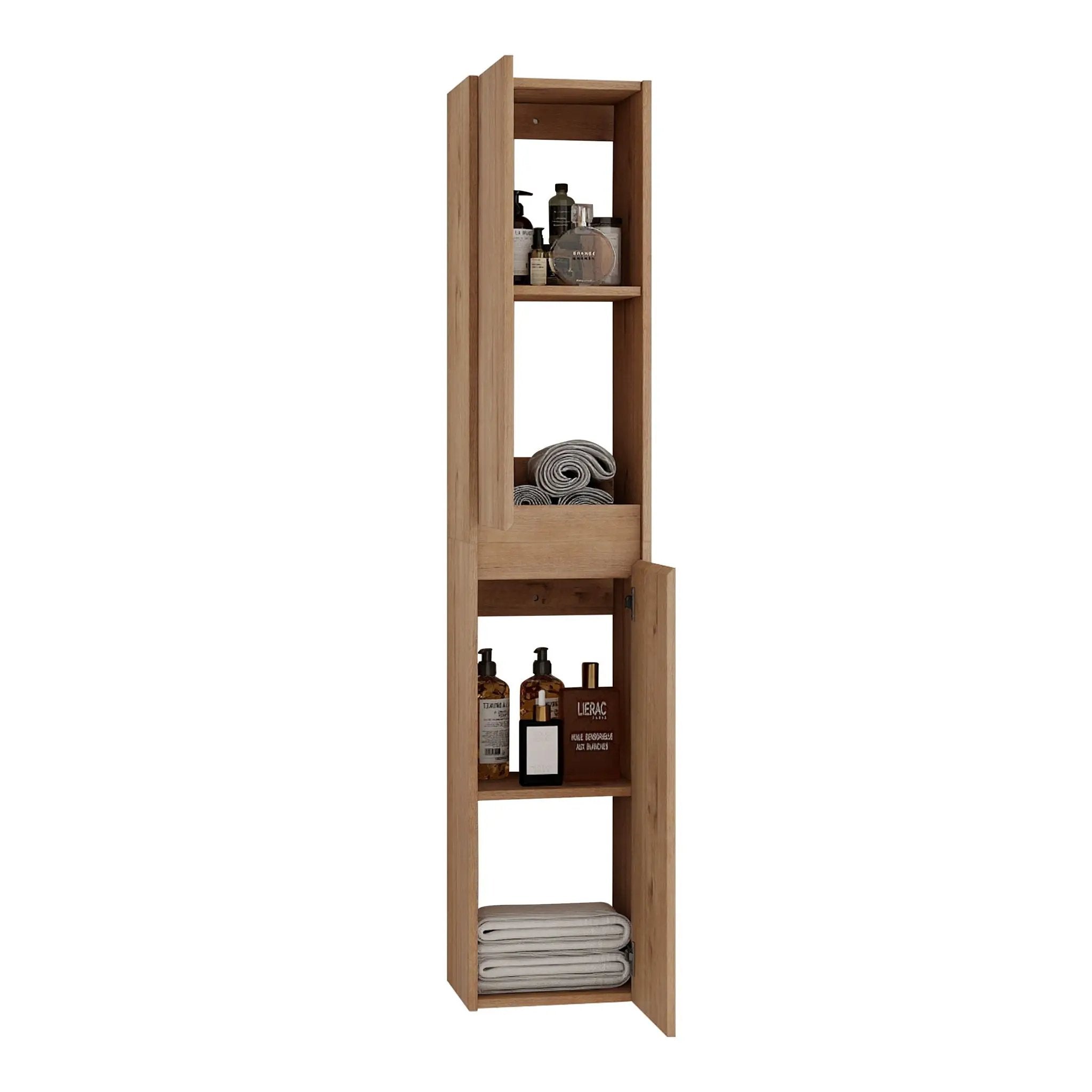 Modern Wall Mounted 30 Inch Bathroom Vanity With Resin Sink And 2 Side Cabinet In Imitative - Imitative Oak by HouseOfZazla