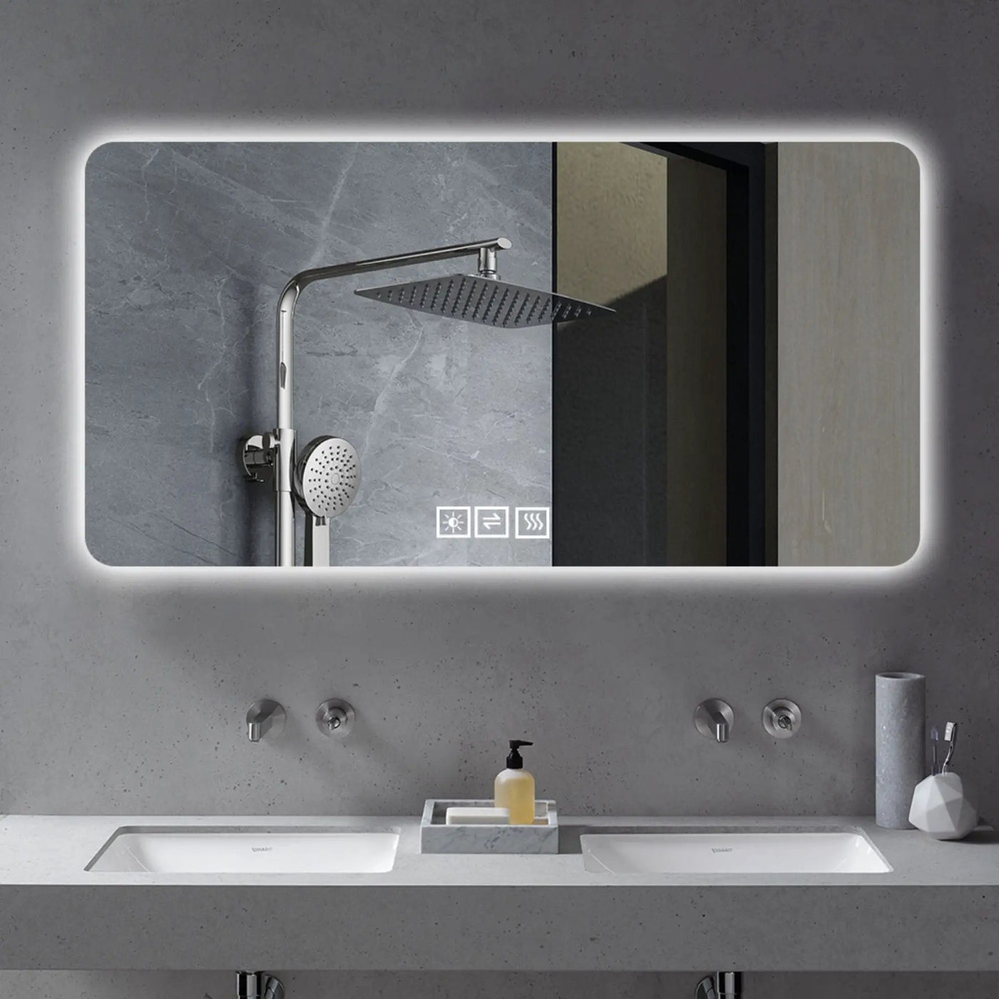 LED Bathroom Mirror With 3 Color Dimmable Backlight by HouseOfZazla