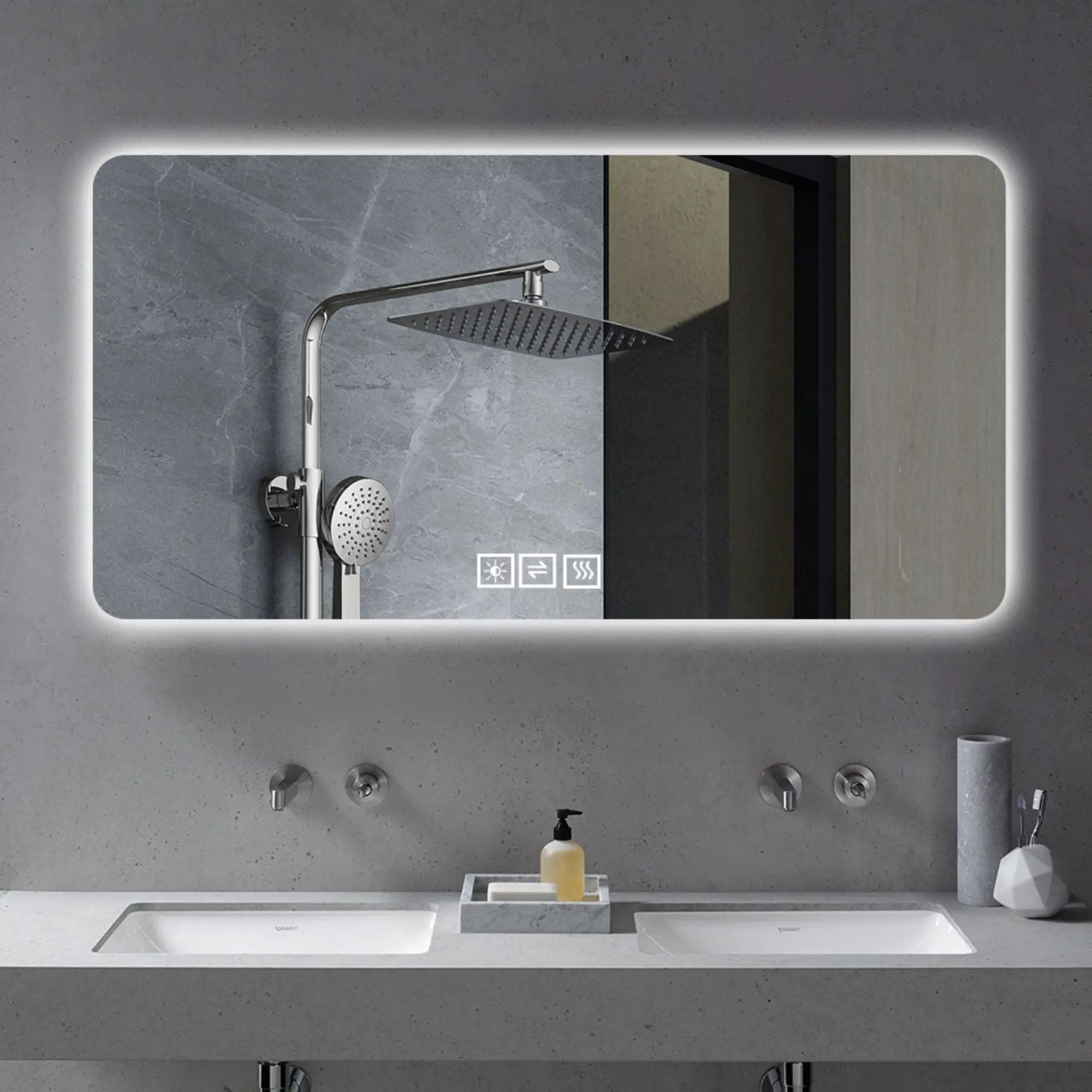 LED Bathroom Mirror With 3 Color Dimmable Backlight by HouseOfZazla