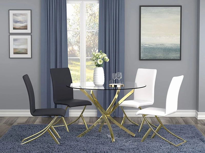 Beckham Round 46-inch Glass Top Dining Table Brass by Unique Piece Furniture