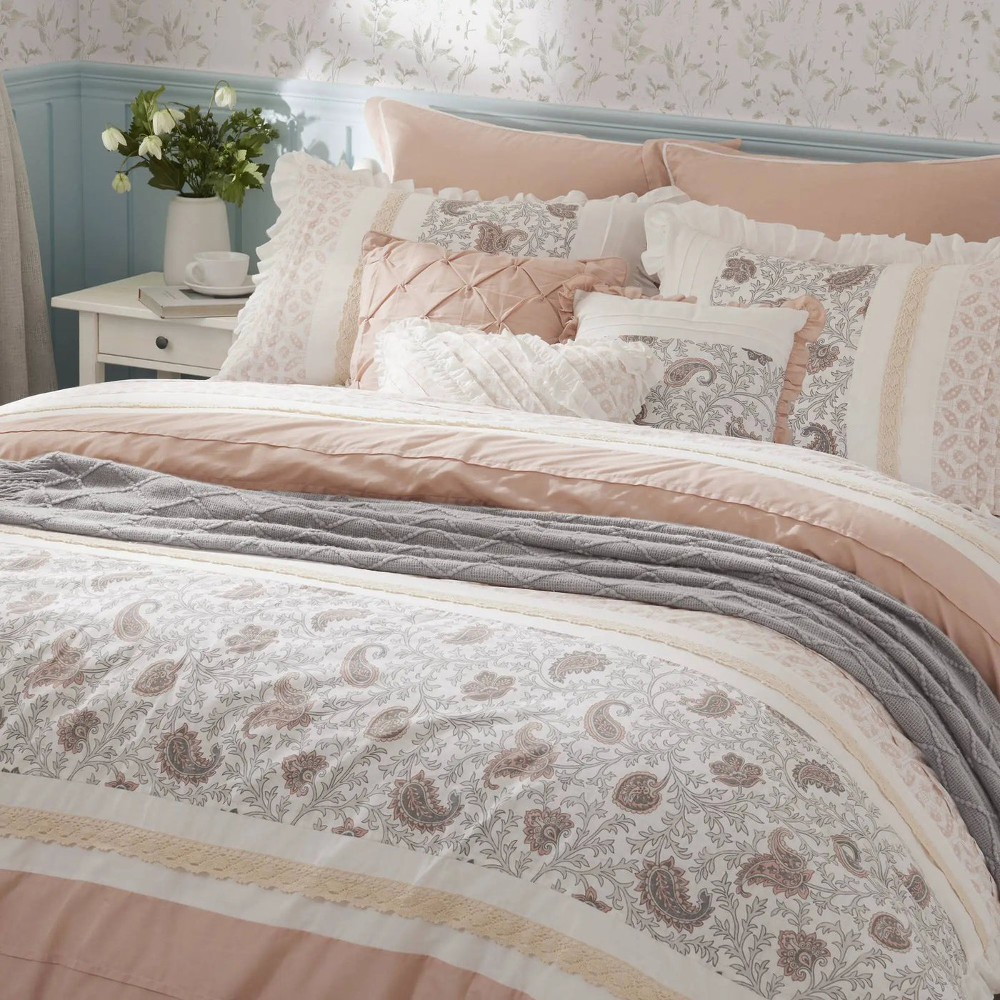 9 Piece Cotton Percale Comforter Set Blush by HouseOfZazla