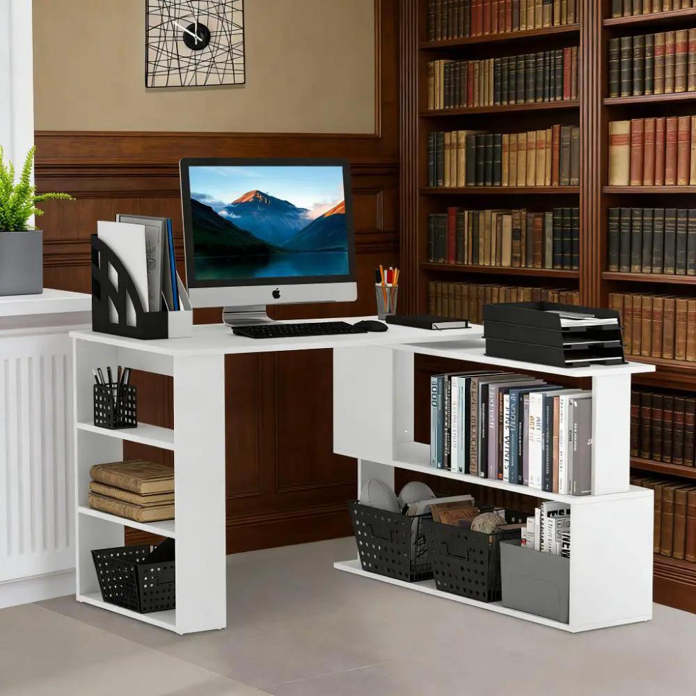 Writing Table Workstation: L Shaped Corner Computer Desk by HouseOfZazla