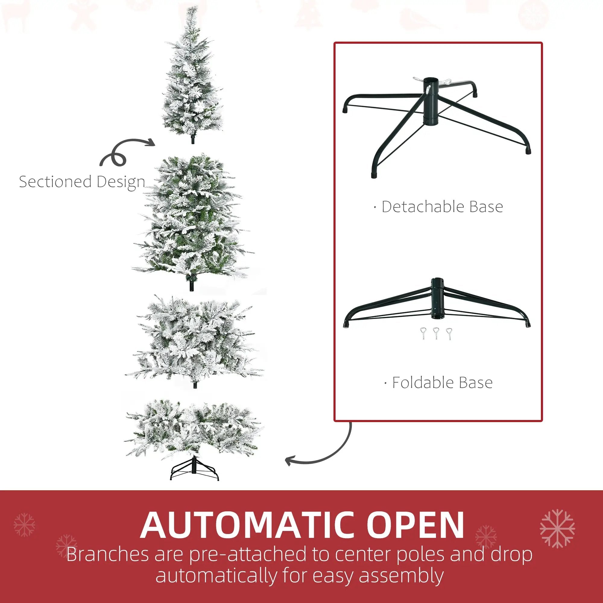 HOMCOM 9' Unlit Snow Flocked Pine Artificial Christmas Tree by HouseOfZazla