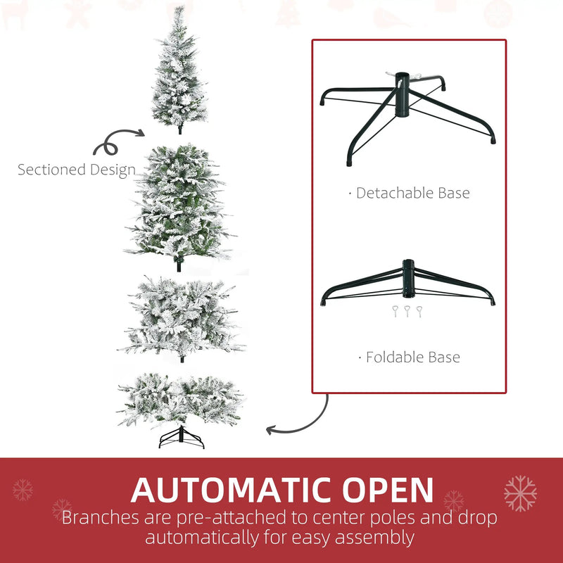 HOMCOM 9' Unlit Snow Flocked Pine Artificial Christmas Tree by HouseOfZazla