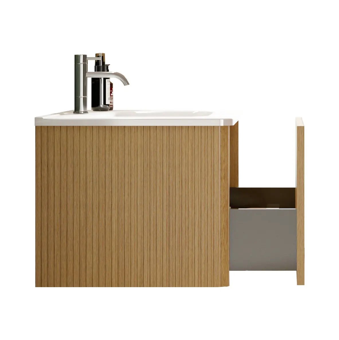 Etna - Striped Bathroom Vanity With Ceramic Sink, Wall Mounted Floating Bathroom Vanity For Modern Bathroom by Unique Piece Furniture
