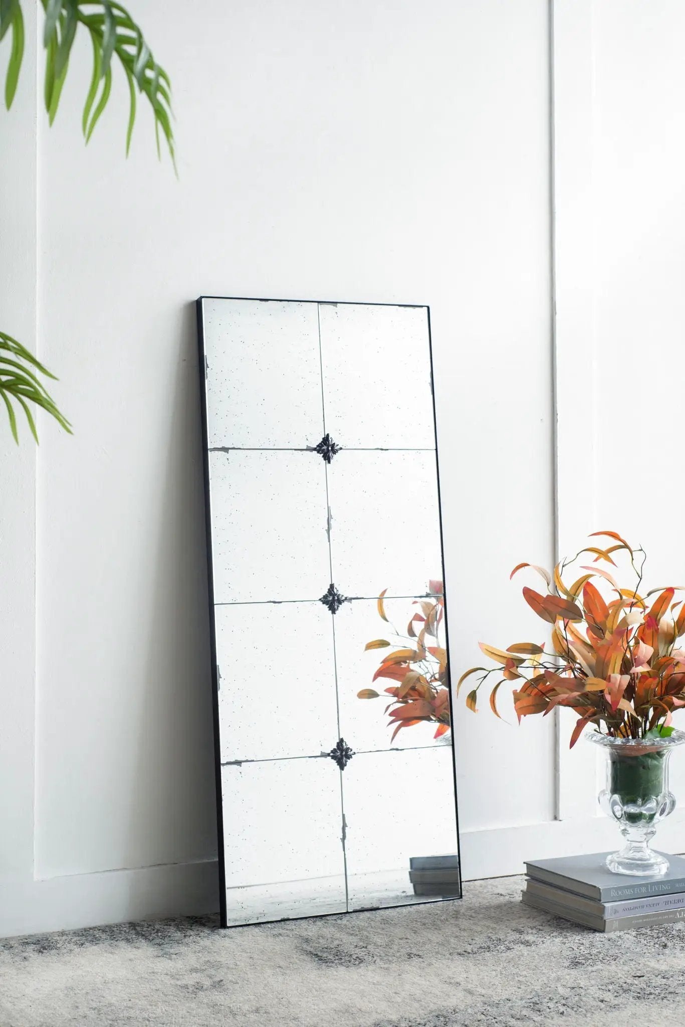 Traditional Decor Style Antique Glass Panel Mirror, Wall Mirror For Bathroom Entryway Console Lean Against Wall by HouseOfZazla
