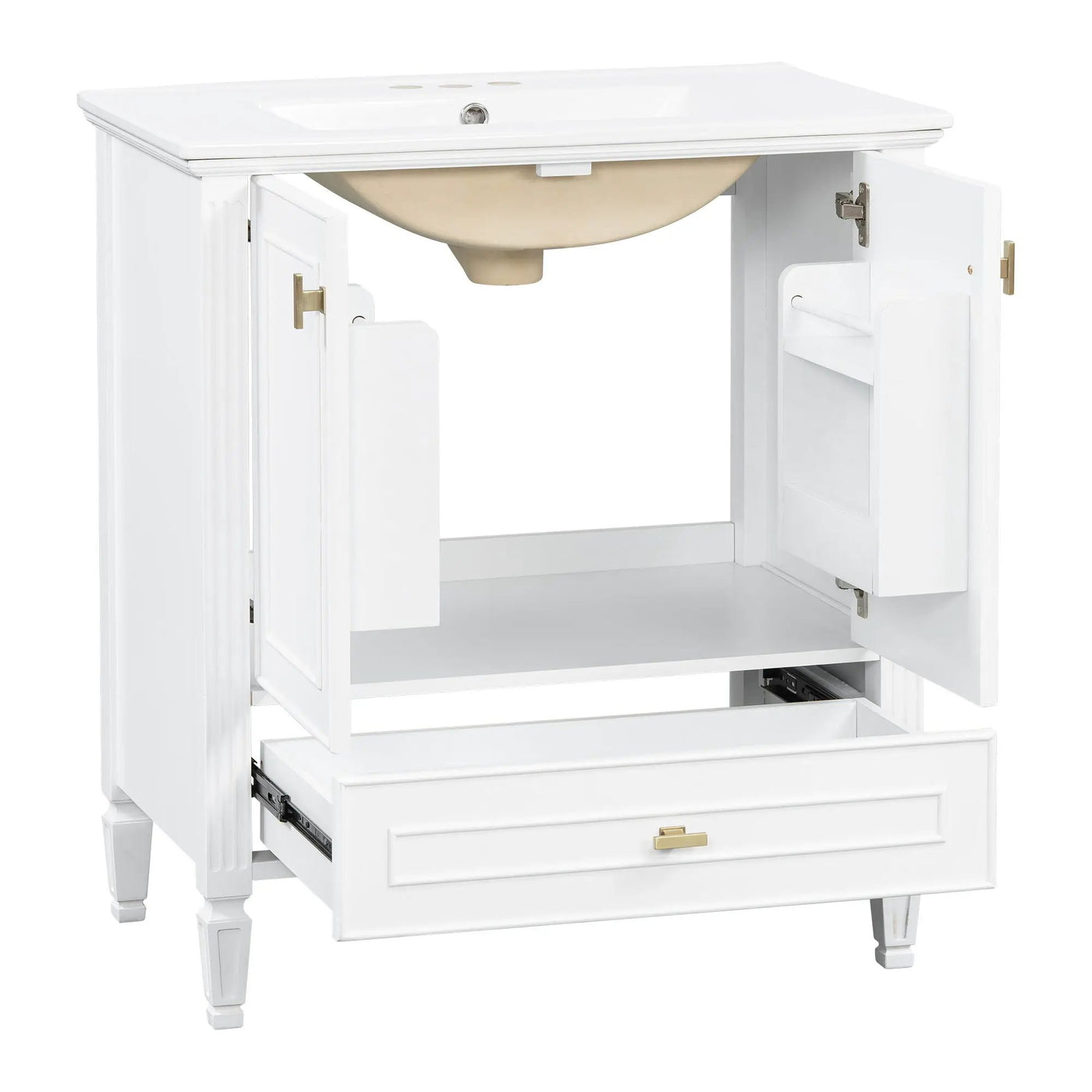 Freestanding Vanity With 1 Drawer & 2 Soft Close Doors With Door Mounted Storage by HouseOfZazla