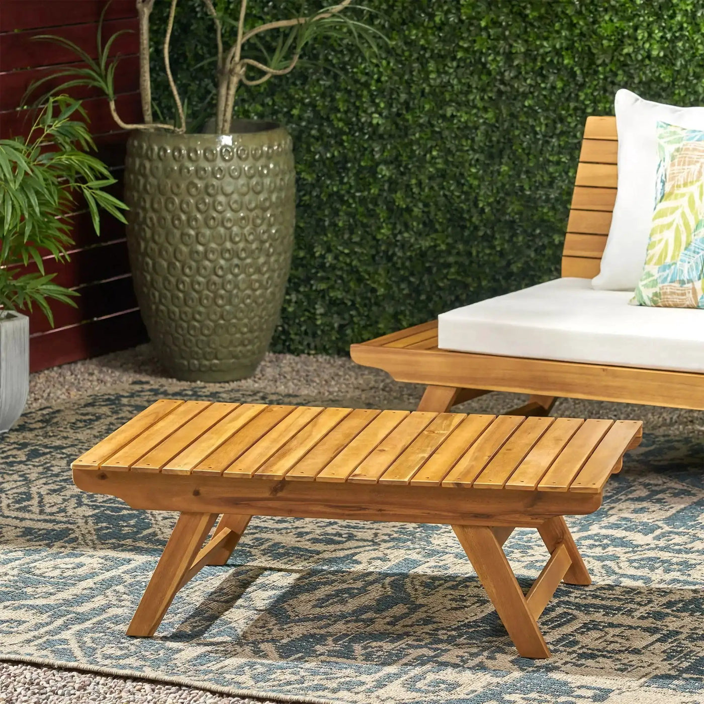 Outdoor Acacia Wood Coffee Table With Open Slat Design by HouseOfZazla