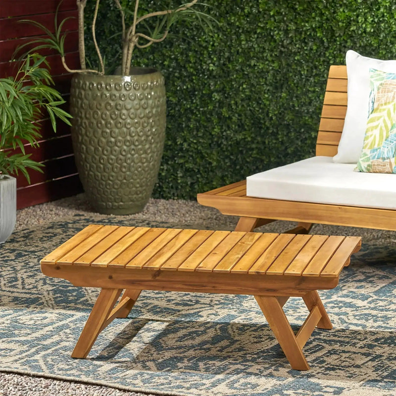Outdoor Acacia Wood Coffee Table With Open Slat Design by HouseOfZazla