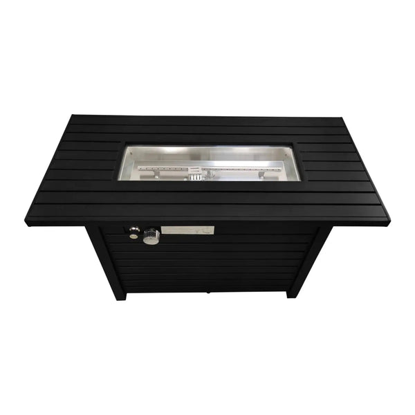 Outdoor Fire Pit Table With Lid, - Black