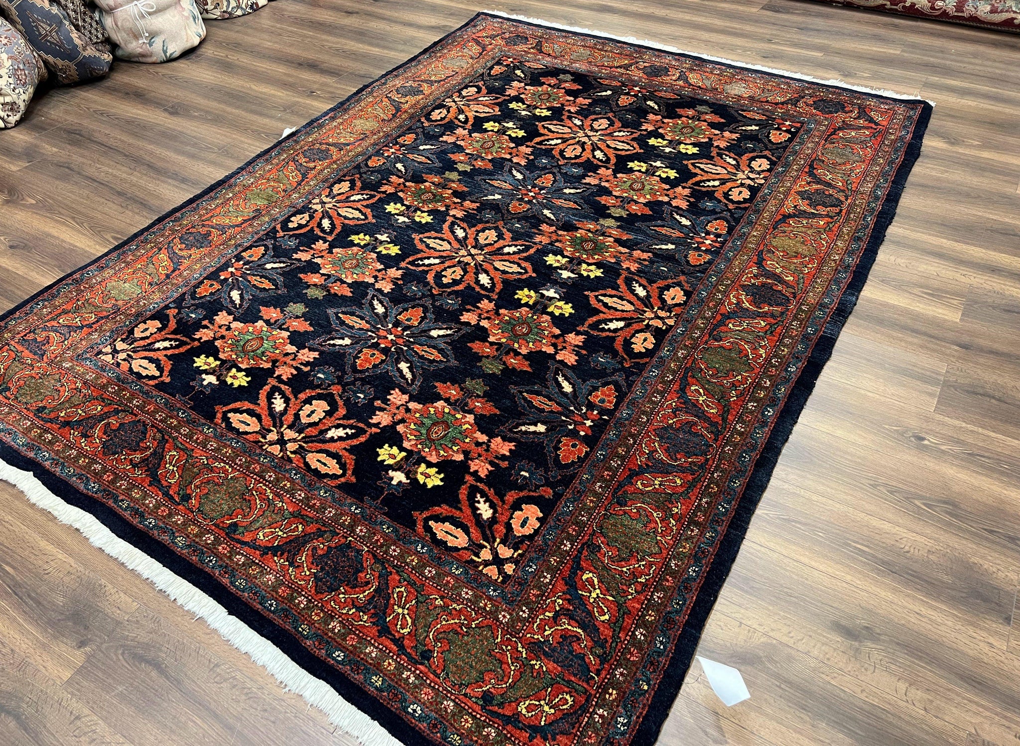 Wonderful Persian Rug 7x10, Navy Blue and Red, Allover Floral Pattern, Bidjar Carpet, Authentic Oriental Rug 7 x 10, Wool Hand Knotted Rug by Jewel Rugs