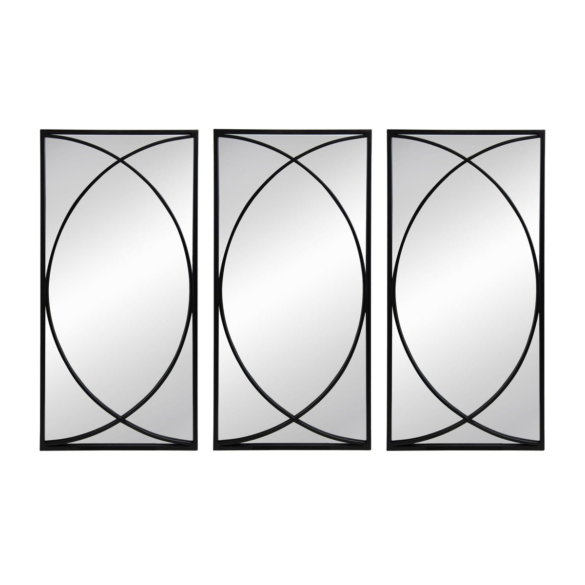 Rectangular Wall Mirror with Black Frame - 15.7" W x 0.7" D x 31.9" H - Black, photo 6 of 8