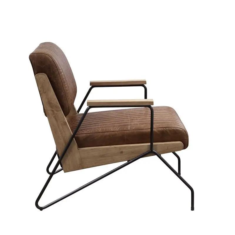 Eacnlz - Accent Chair - Cocoa Top Grain Leather & Matt Iron by Unique Piece Furniture