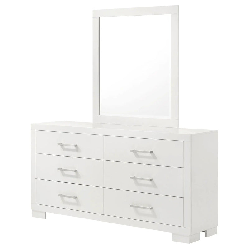 Jessica 6-drawer Dresser with Mirror Snow White by Unique Piece Furniture
