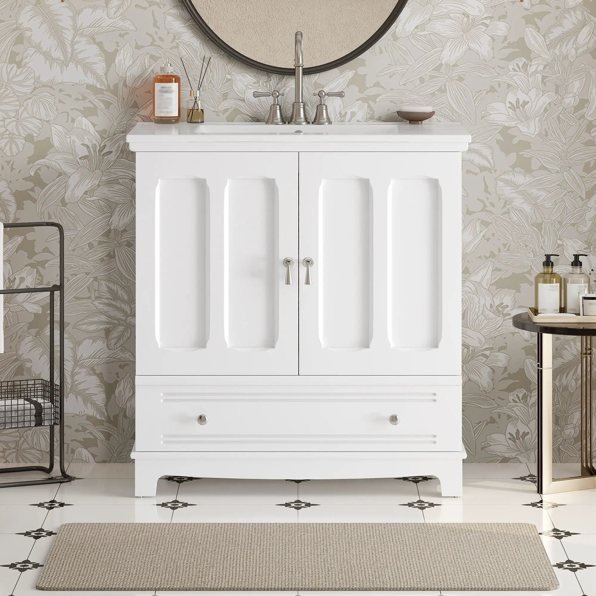 Bathroom Vanity With Sink, Cabinet With Adjustable Shelf And Drawer Divider by HouseOfZazla