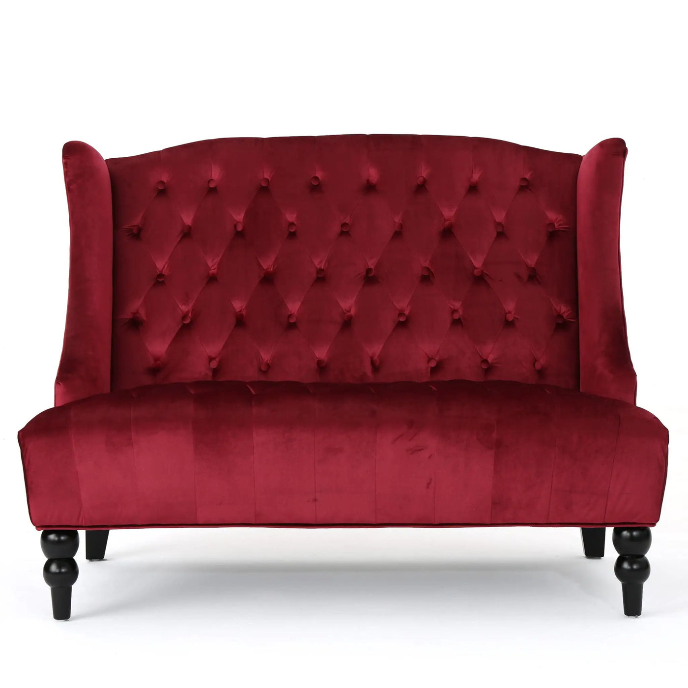 Nurturing Upholstered Loveseat With Wing Back And Diamond Tufting by HouseOfZazla