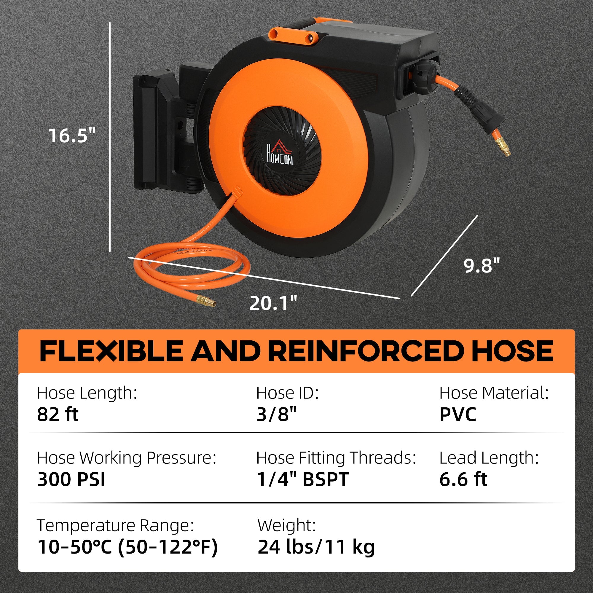 HOMCOM Retractable Air Hose Reel by HouseOfZazla