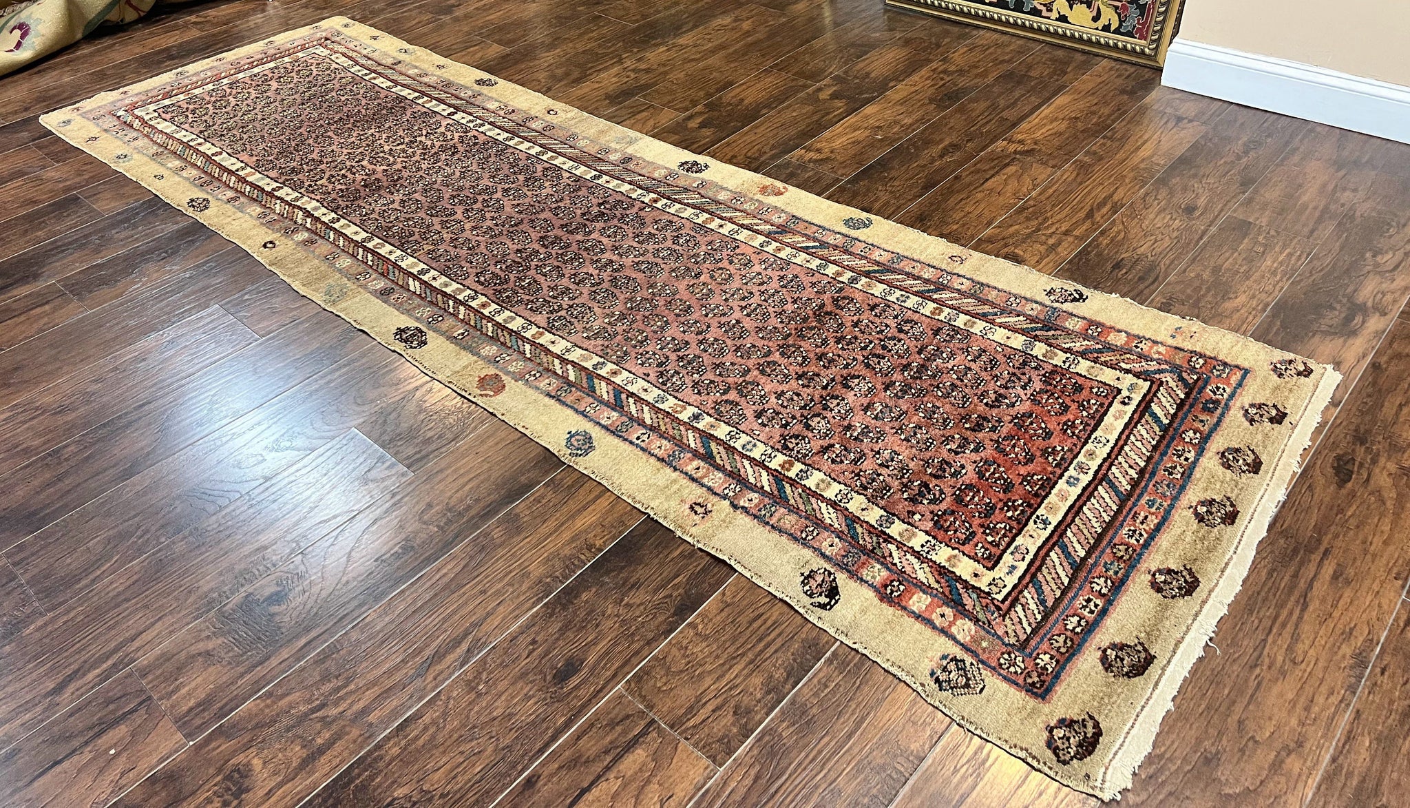 Antique Persian Sarab Runner Rug 3x11, Wool Camel Hair, Tribal Carpet for Hallway 3 x 11, Antique 1920s Rug, Handmade by Jewel Rugs