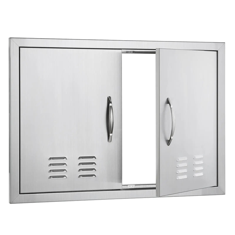 BBQ Access Door, 30W x 21H Inch Double Stainless Steel Outdoor Kitchen Door by HouseOfZazla