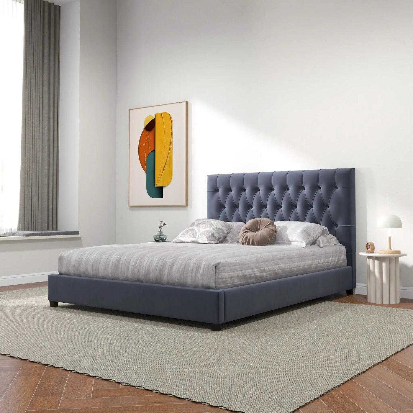 Donald - Mid-Century Modern Upholstered Platform Bed by HouseOfZazla