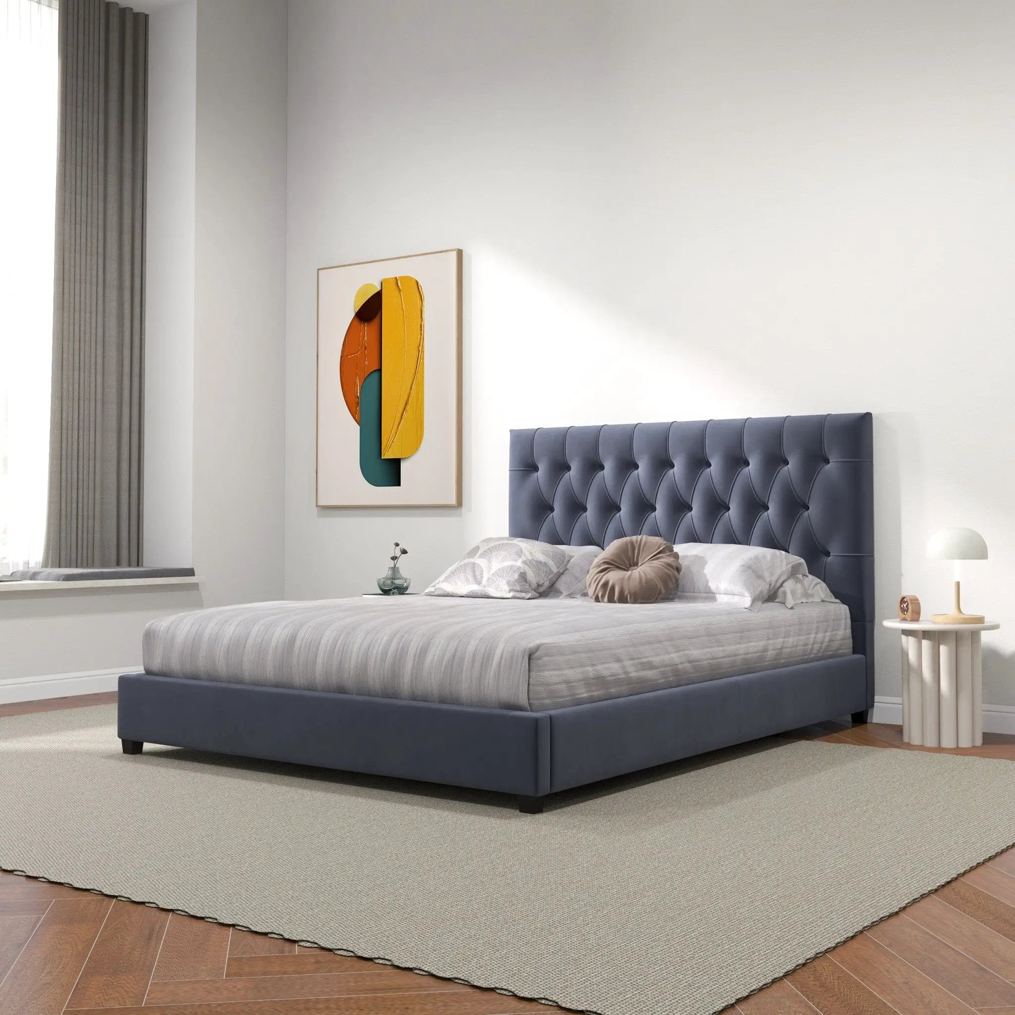 Donald - Mid-Century Modern Upholstered Platform Bed by HouseOfZazla