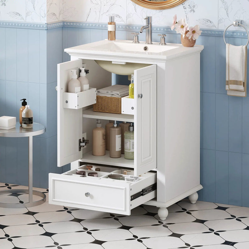 Modern Bathroom Vanity With Sink, Cabinet With Drawer And Dividers, Rectangular Storage Unit by Unique Piece Furniture