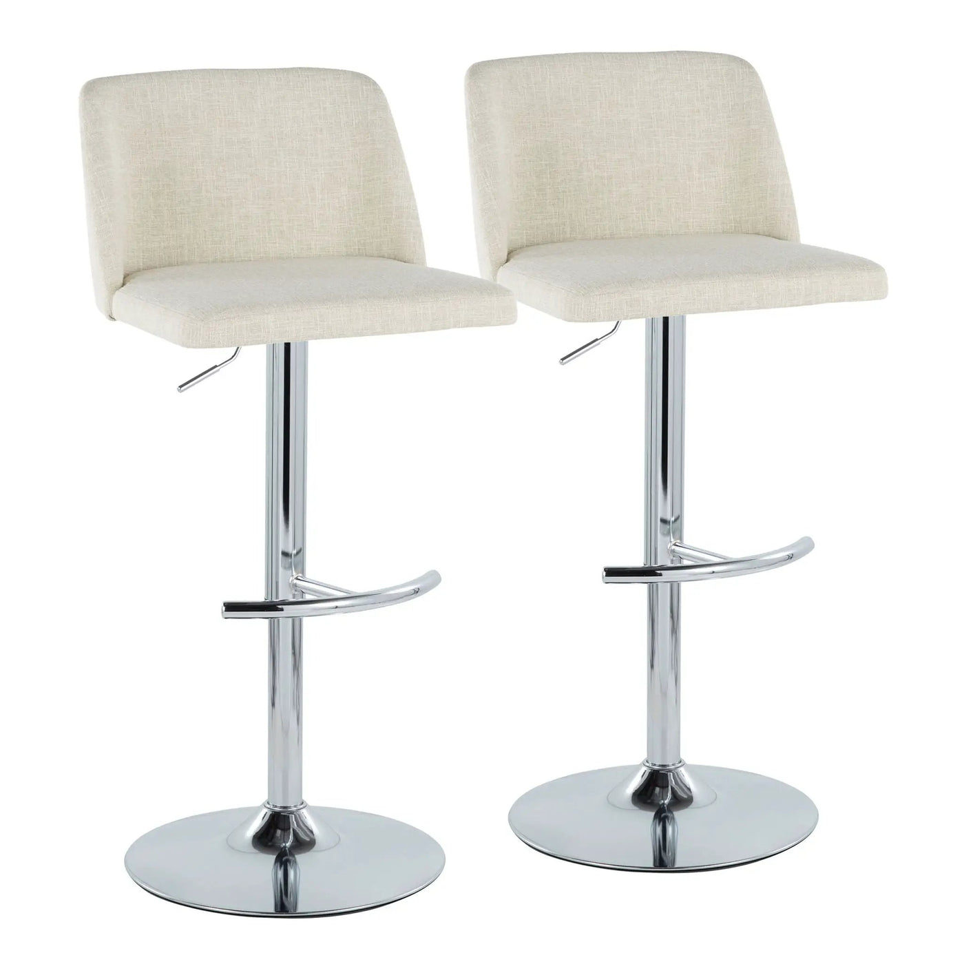 Toriano - Contemporary Adjustable Barstool Swivel With Rounded T Footrest (Set of 2) by HouseOfZazla