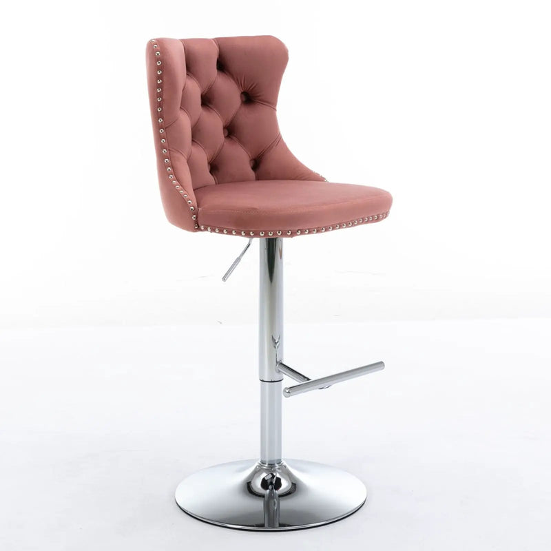 Swivel Barstools Adjusatble Seat Height From 25-33", Modern Upholstered Base Bar Stools With Backs Comfortable Tufted For Home Pub And Kitchen Island (Set of 2) by Unique Piece Furniture