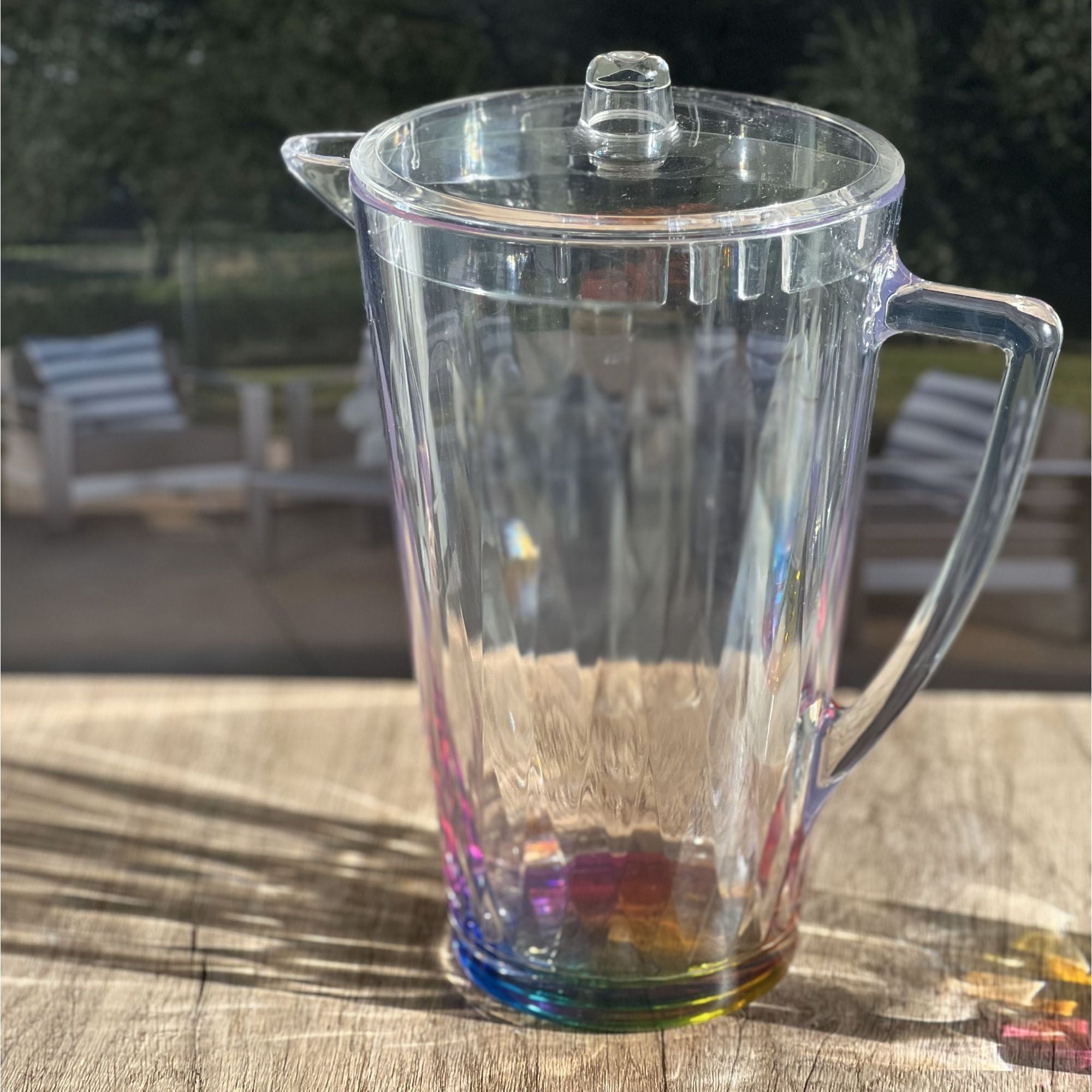Rainbow Design Unbreakable Plastic Water Pitcher With Lid And Spout, 2.5 Quarts - Clear by HouseOfZazla
