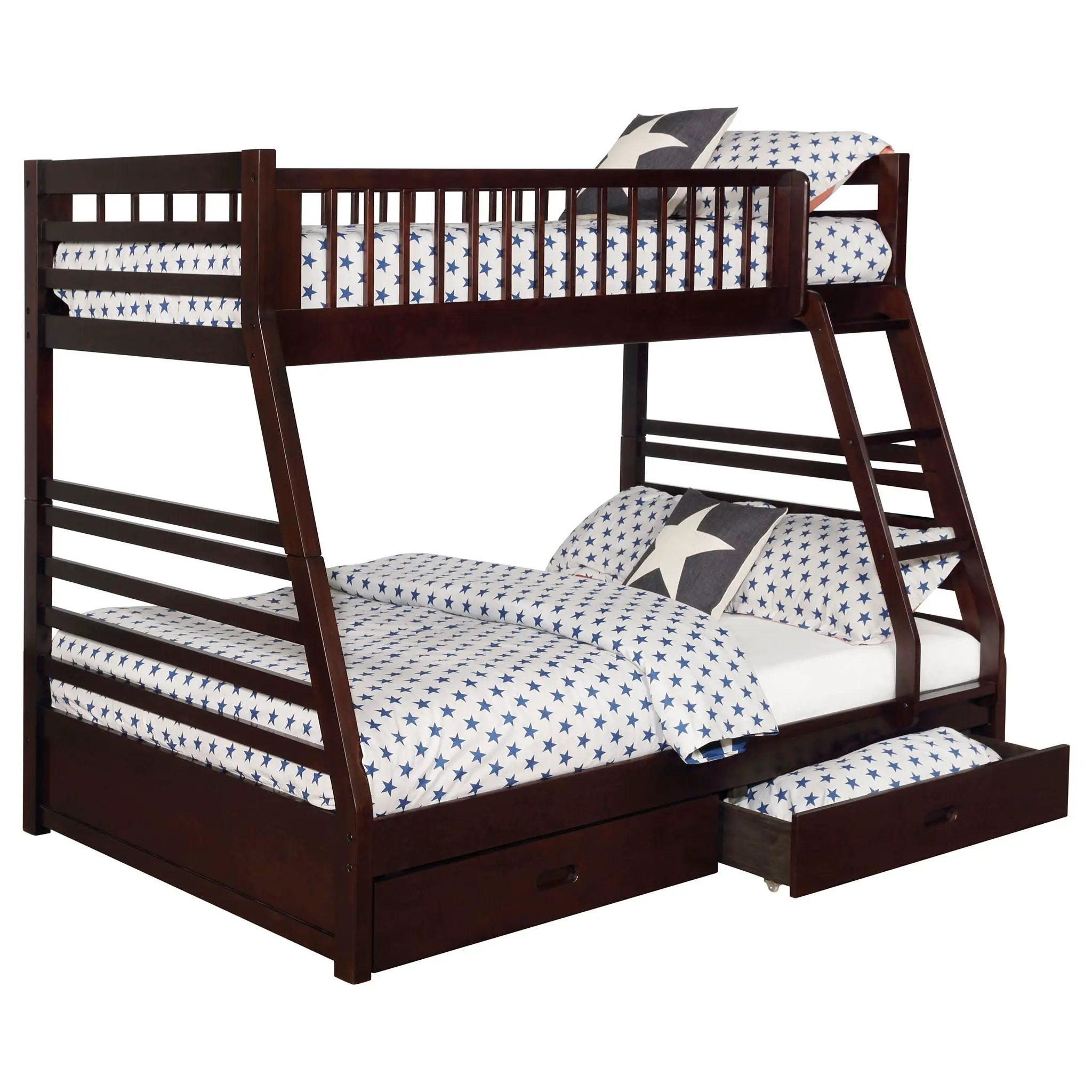 Ashton 2-drawer Wood Twin Over Full Bunk Bed Cappuccino by Unique Piece Furniture