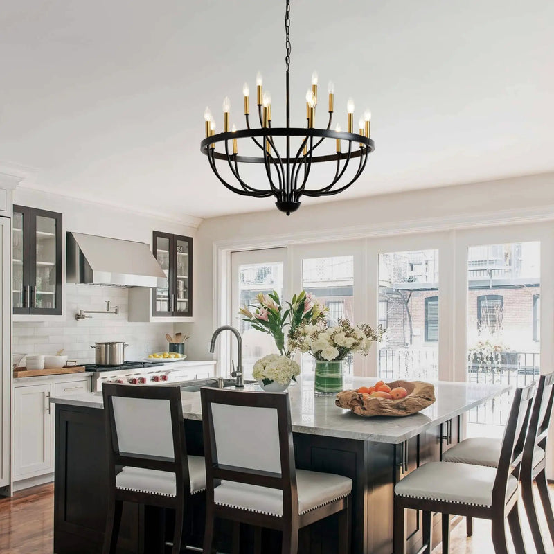 18-Light Industrial Iron Candle Chandelier by HouseOfZazla