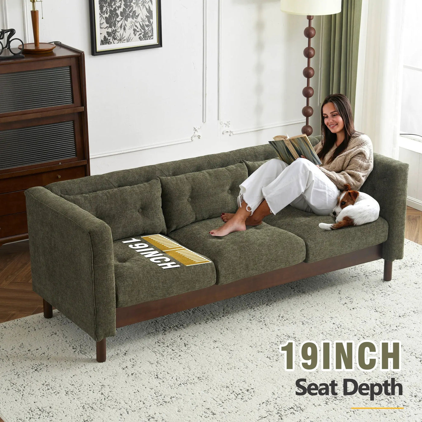 Upholstered Sofa Modern 3 Seater Sofa Couch With Tufted Design For Living Room by HouseOfZazla