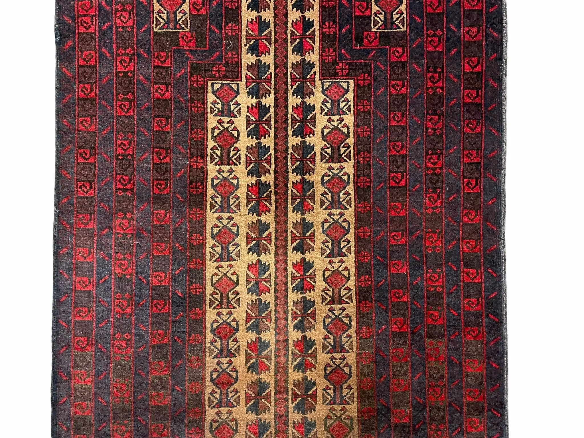 3 X 3.5 New Vintage Handmade Wool Rug Tribal Turkoman Balouch Red Prayer Rug by Jewel Rugs