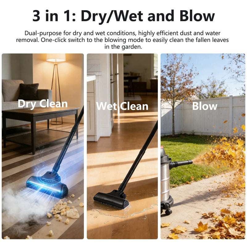 Wet Dry Vac, 8 Gallon, 6 Peak HP, 3 in 1 Shop Vacuum by HouseOfZazla