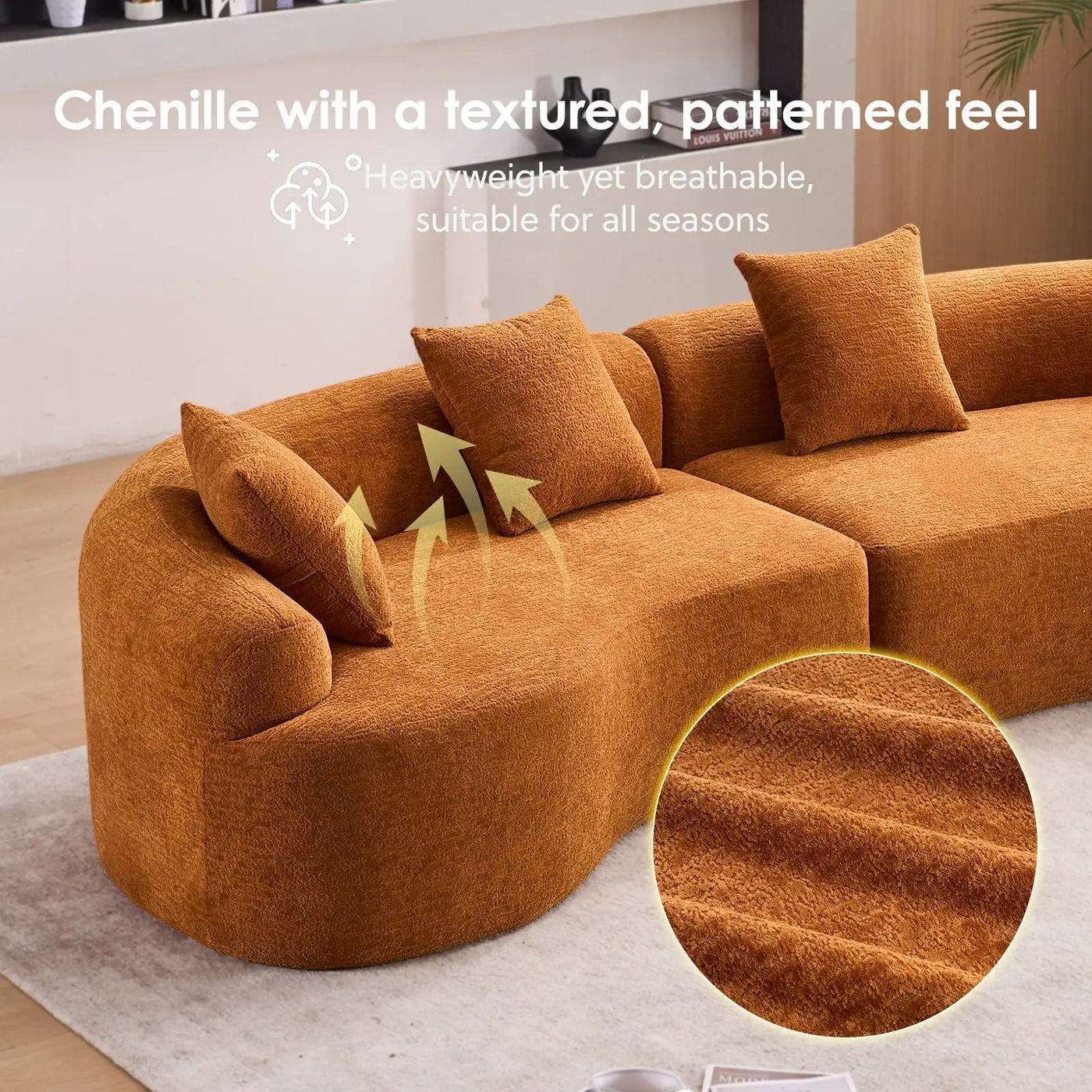 4 Seater Sofa With Fabric, 30D, 60 Hardness Full Sponge, 4 Pillow For Living Room, Home Furniture Sleeper Sectional Sofa For Apartment by Unique Piece Furniture
