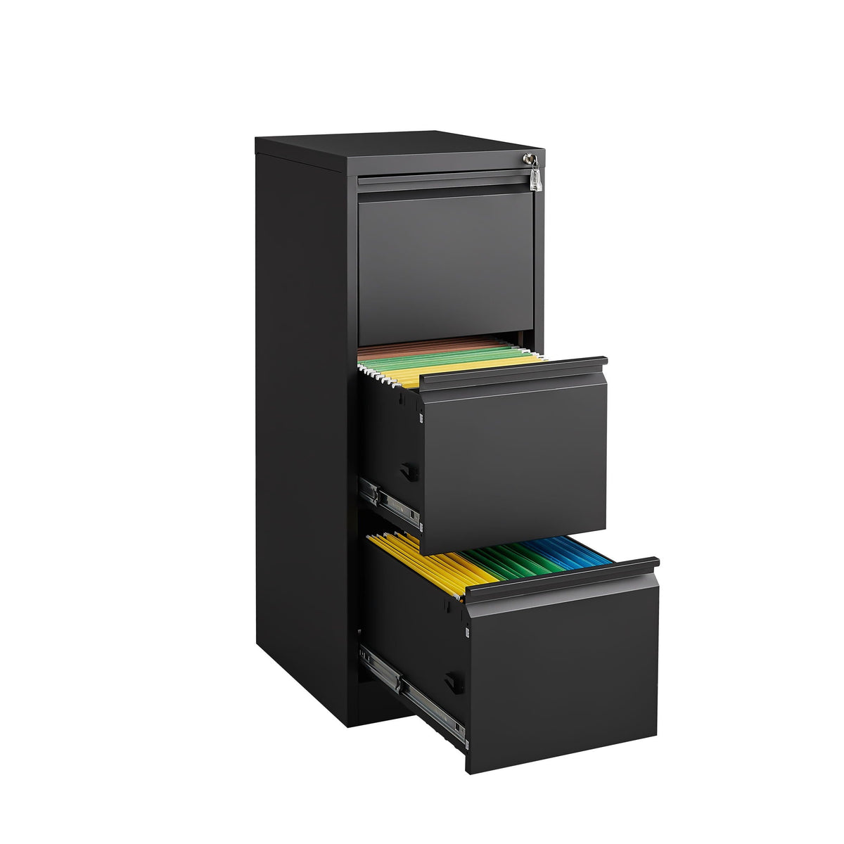 Durable Metal 3 Drawer File Cabinet With Lock For Office Storage, photo 14 of 28