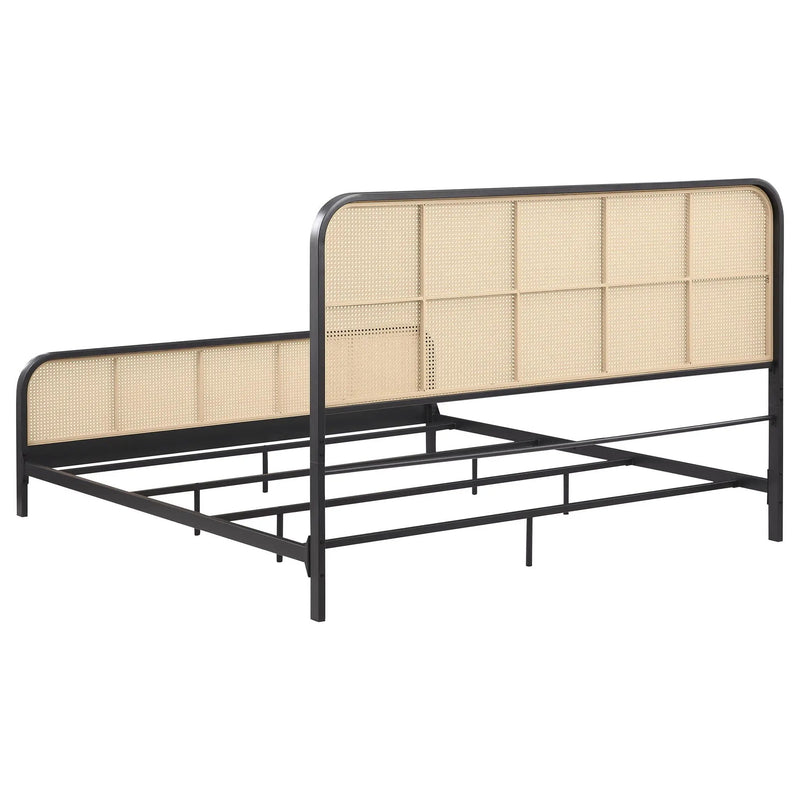 Lanewood Open Cane Webbing Metal Eastern King Bed Black by Unique Piece Furniture