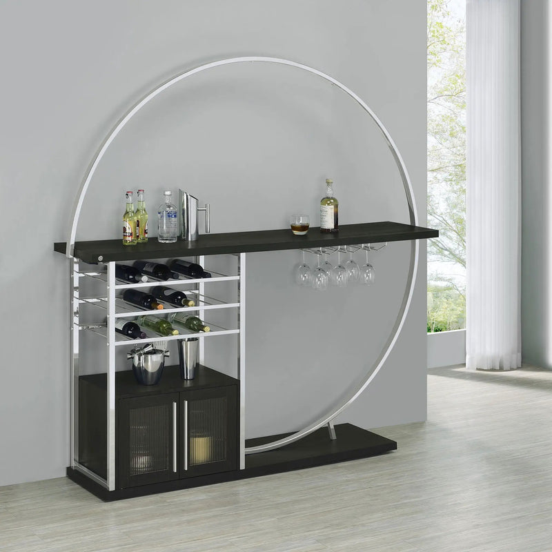 Risley 2-door Circular LED Wine Cabinet Dark Charcoal by Unique Piece Furniture