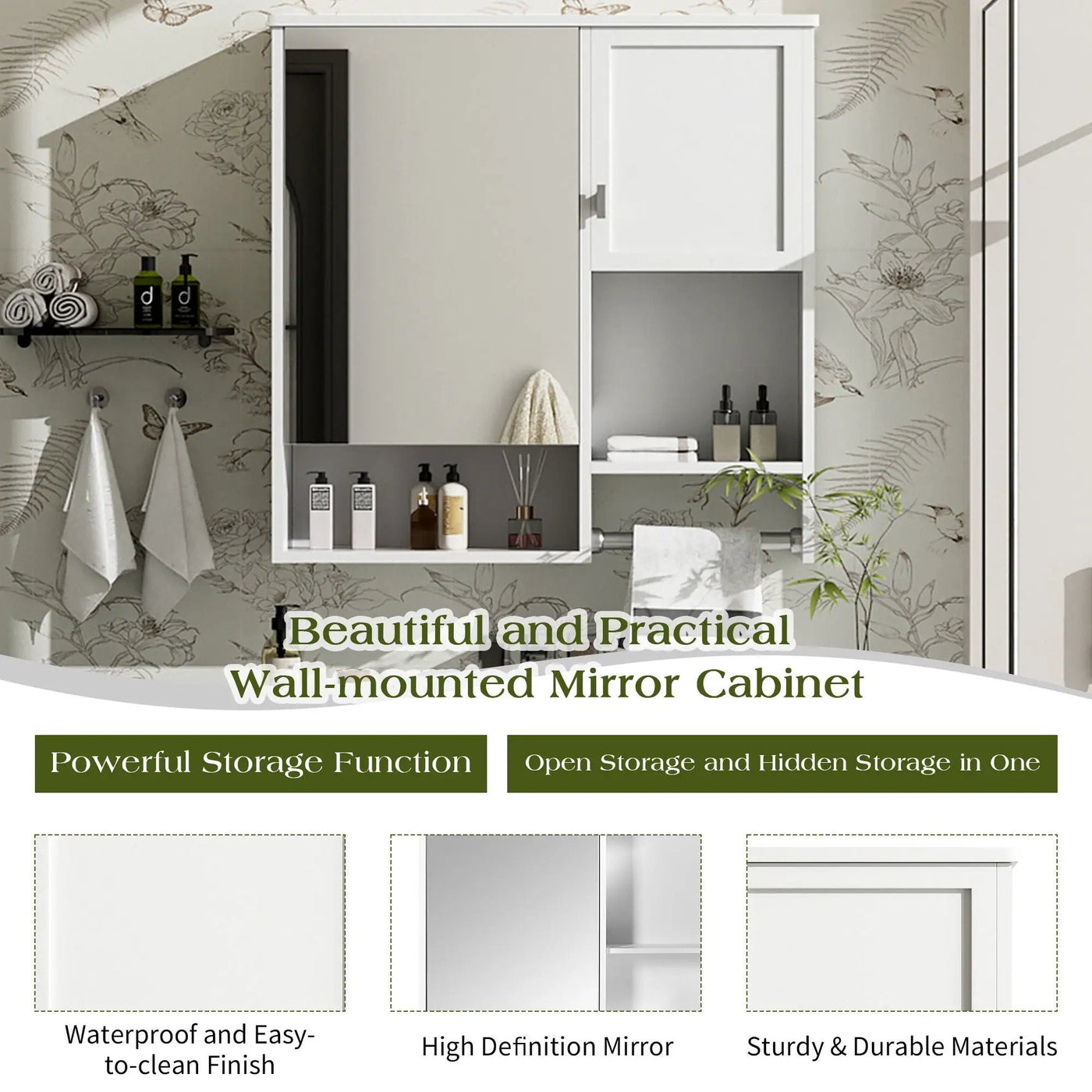 Modern Wall Mounted Bathroom Medicine Cabinet, Bathroom Wall Storage Cabinet With Mirror by HouseOfZazla