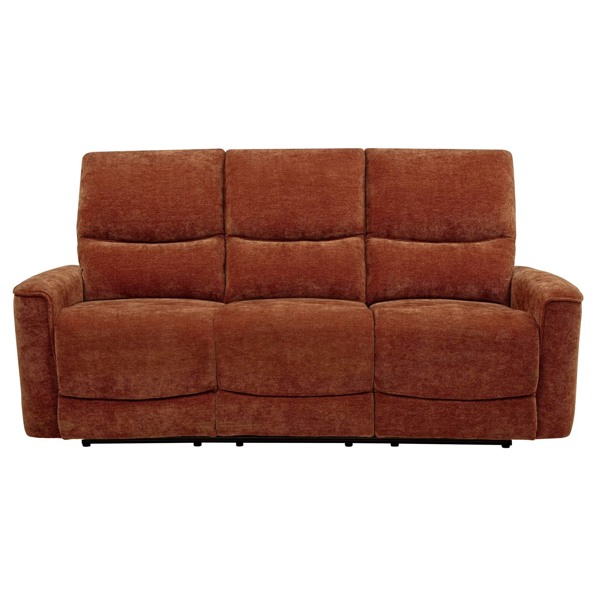 Navarro Chenille Upholstered Reclining Sofa Burnt Orange by Unique Piece Furniture