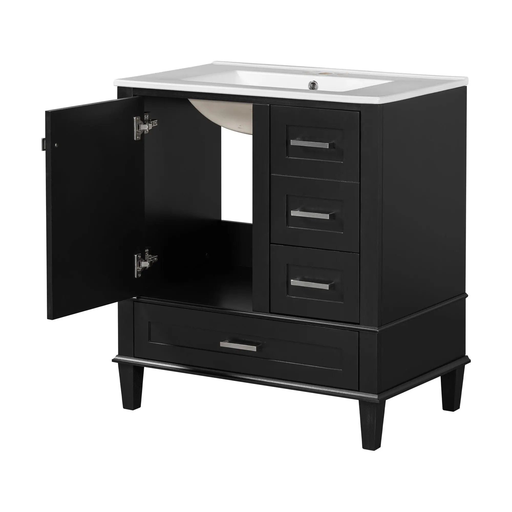 Bathroom Vanity, Modern Bathroom Cabinet With Sink Combo Set, Bathroom Storage Cabinet With A Soft Closing Door And 3 Drawers, Solid Wood Frame by HouseOfZazla