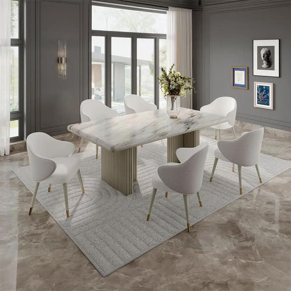 Charity - Dining Table - Natural Marble Top & Gray Oak by Unique Piece Furniture