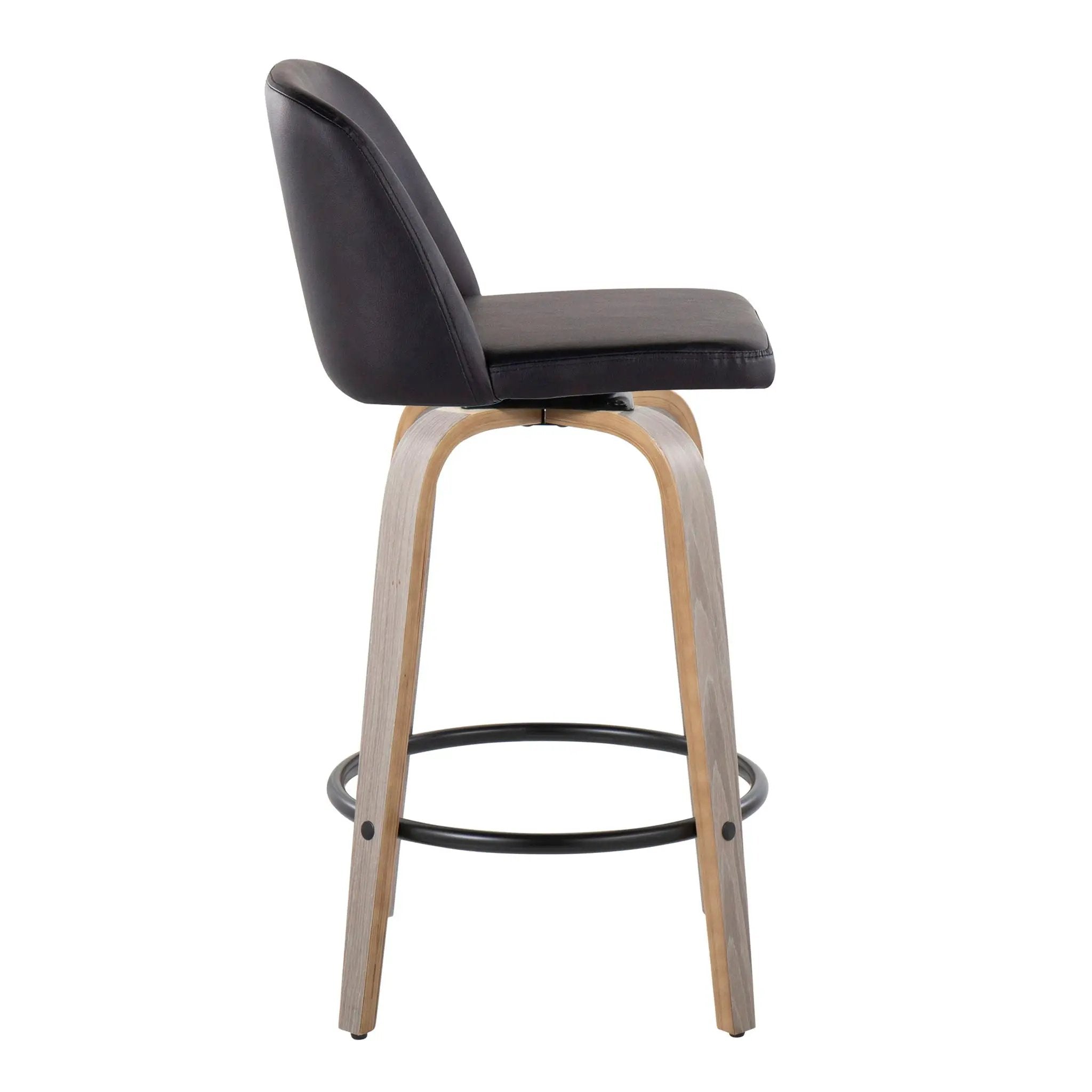 Toriano - Contemporary Fixed Height Counter Stool With Swivel & Round Footrest (Set of 2) by HouseOfZazla